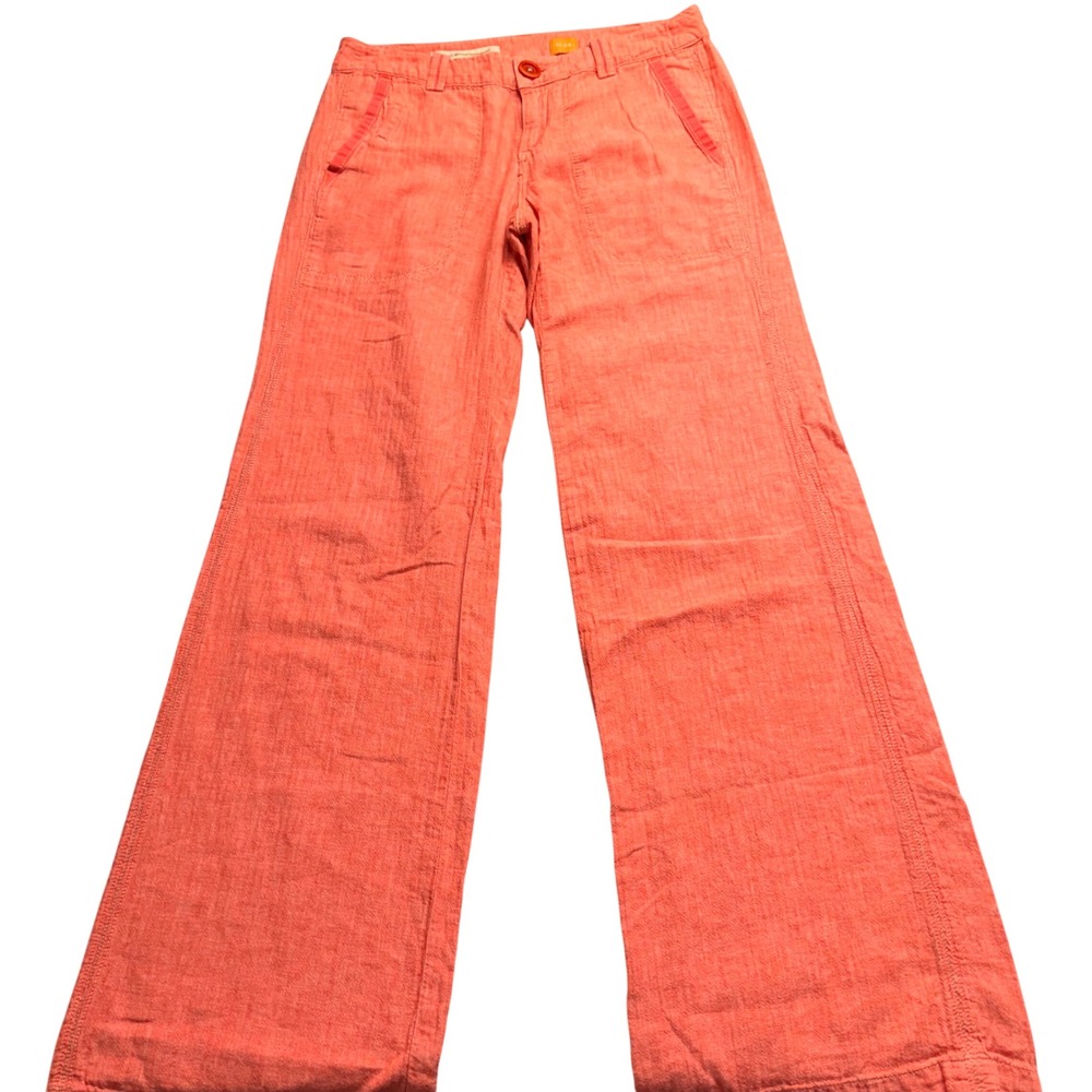 Pilcro and the Letterpress Coral Orange Linen‎ Blend Wide Leg Pants Size 29